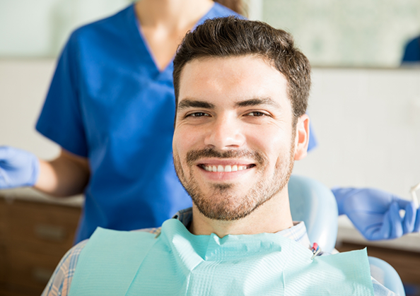Man smiling in the dental chair