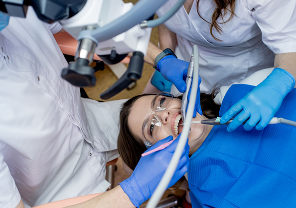 Dental patient getting their teeth cleaned
