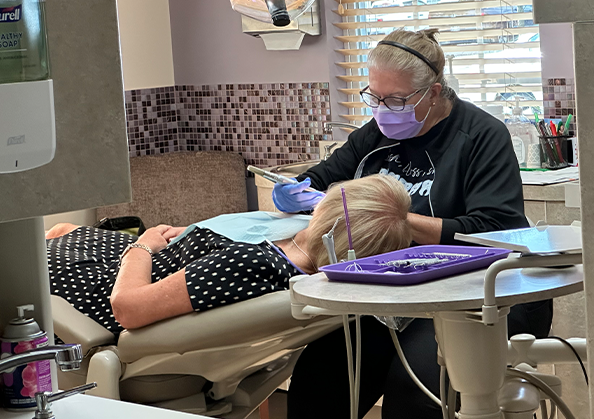 Dentist treating a patient