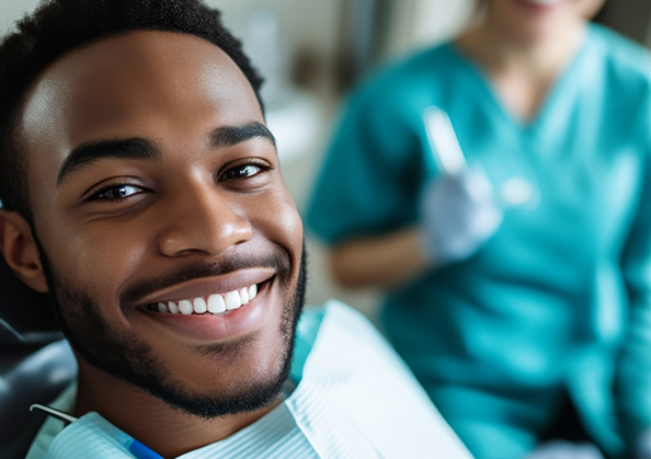Smiling man in the dental chair