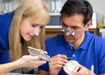 Porcelain veneers being created in a lab
